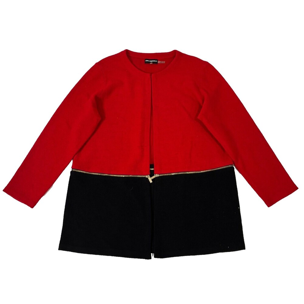 Karl Lagerfeld Paris Colorblock Jacket Red Black Gold Zip XL